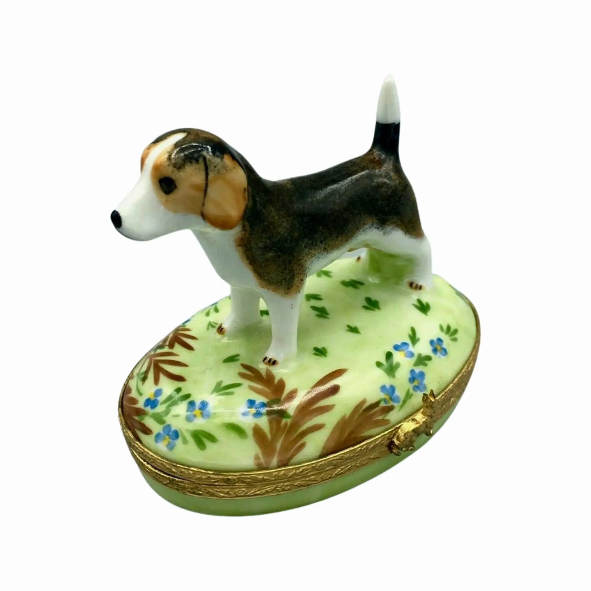 Beagle Dog Porcelain Limoges Dog French Trinket Box