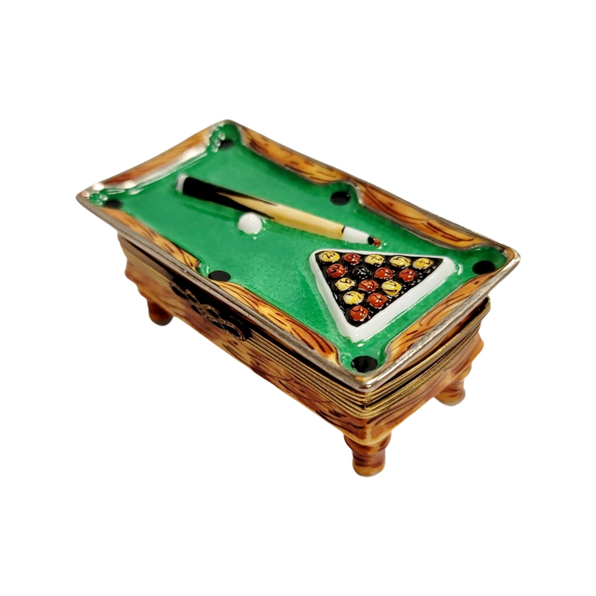 Billiards Pool Table Limoges Box Porcelain Limoges sports games French Trinket Box
