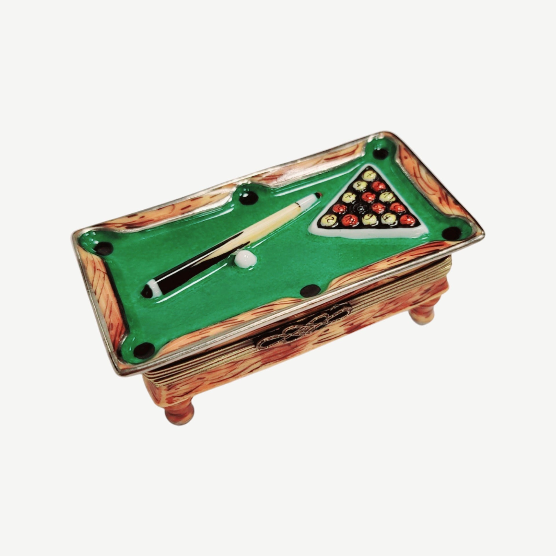 Billiards Pool Table Limoges Box Porcelain Limoges sports games French Trinket Box