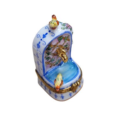 Bird Adorned Fountain Figurine Porcelain Limoges garden Limoges Box French Trinket Box