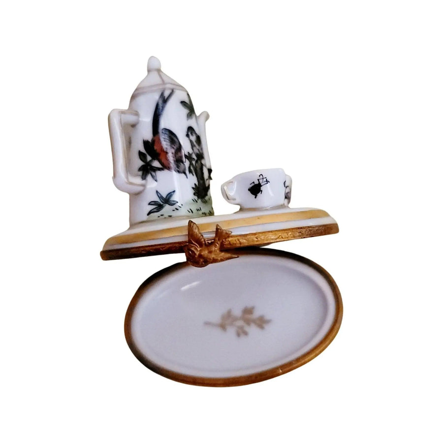 Birds White Limoges Tea Set Porcelain Limoges China French Trinket Box
