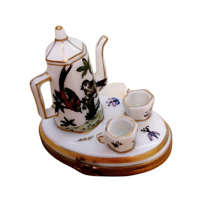 Birds White Limoges Tea Set Porcelain Limoges China French Trinket Box