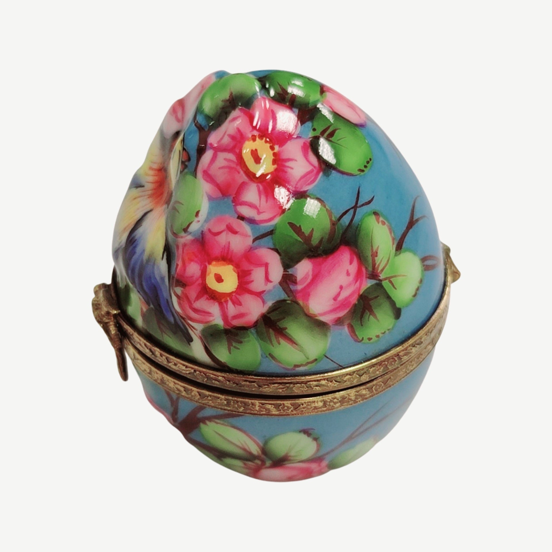 Birds and Blooms Egg Box Porcelain Limoges egg LIMOGES BOXES bird garden French Trinket Box