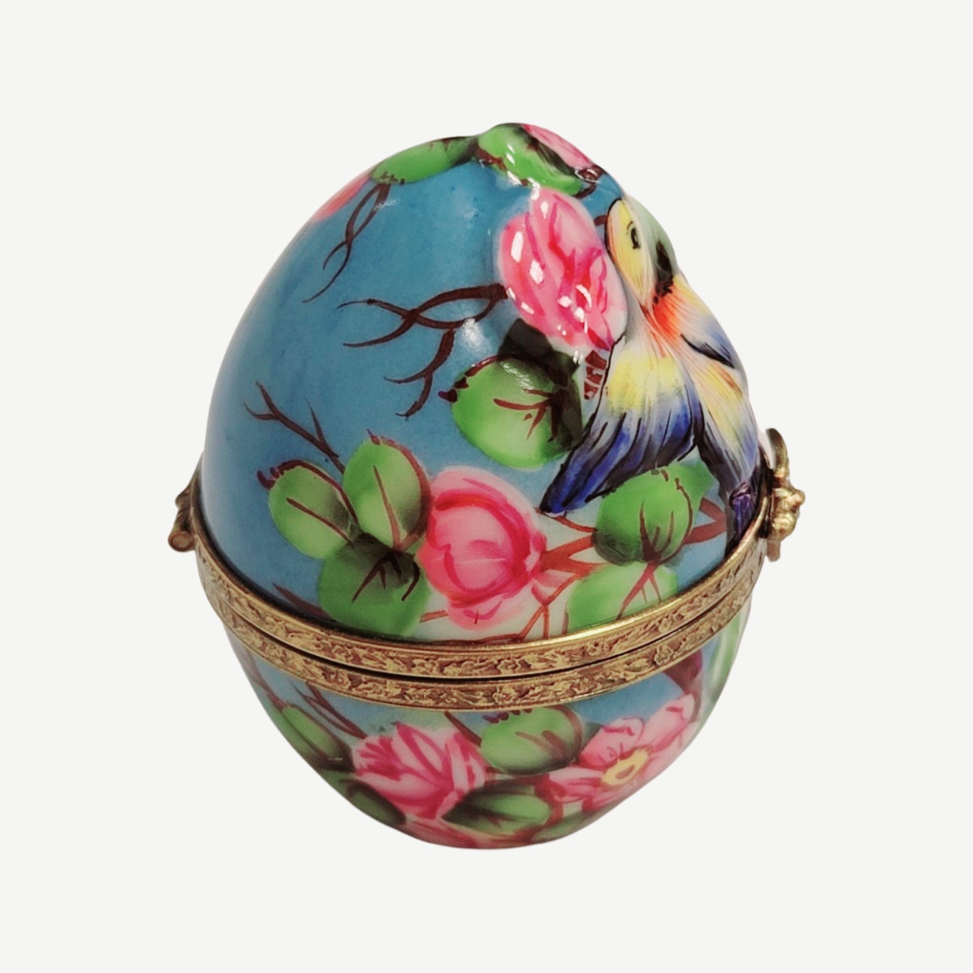 Birds and Blooms Egg Box Porcelain Limoges egg LIMOGES BOXES bird garden French Trinket Box