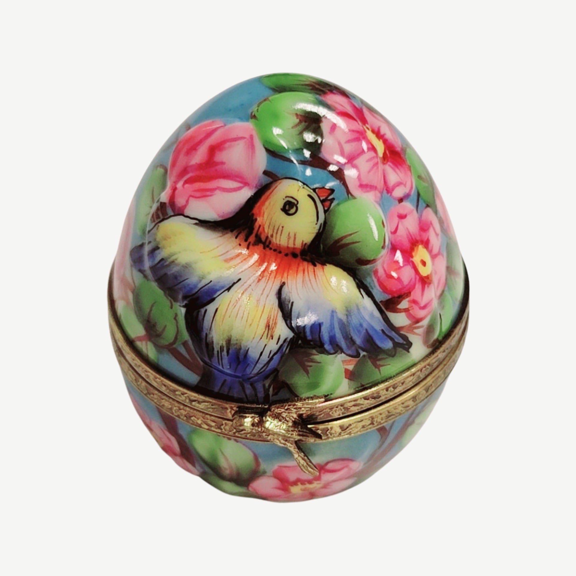 Birds and Blooms Egg Box Porcelain Limoges egg LIMOGES BOXES bird garden French Trinket Box