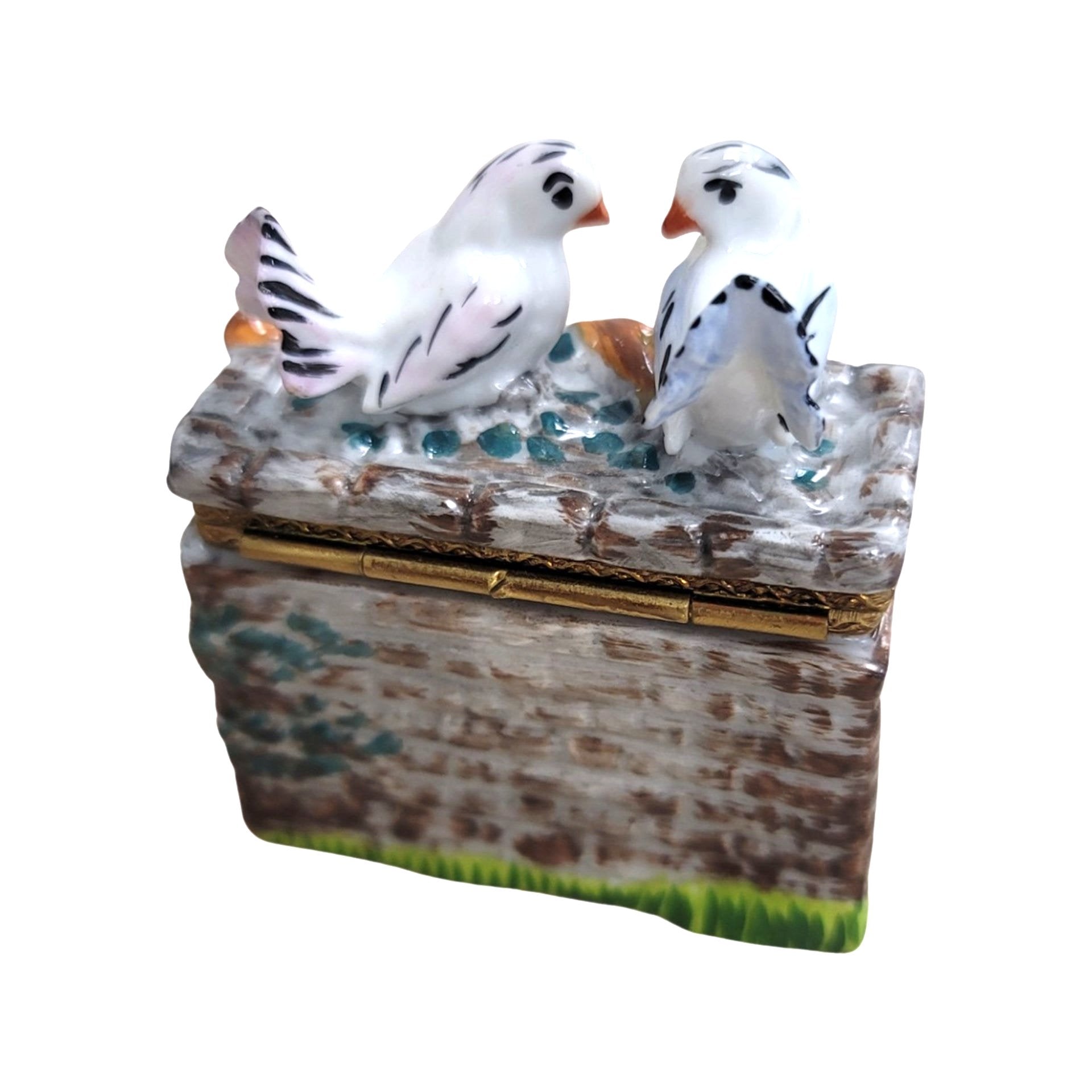 Birds on Elegant Fountain Porcelain Limoges Limoges Box birds garden French Trinket Box
