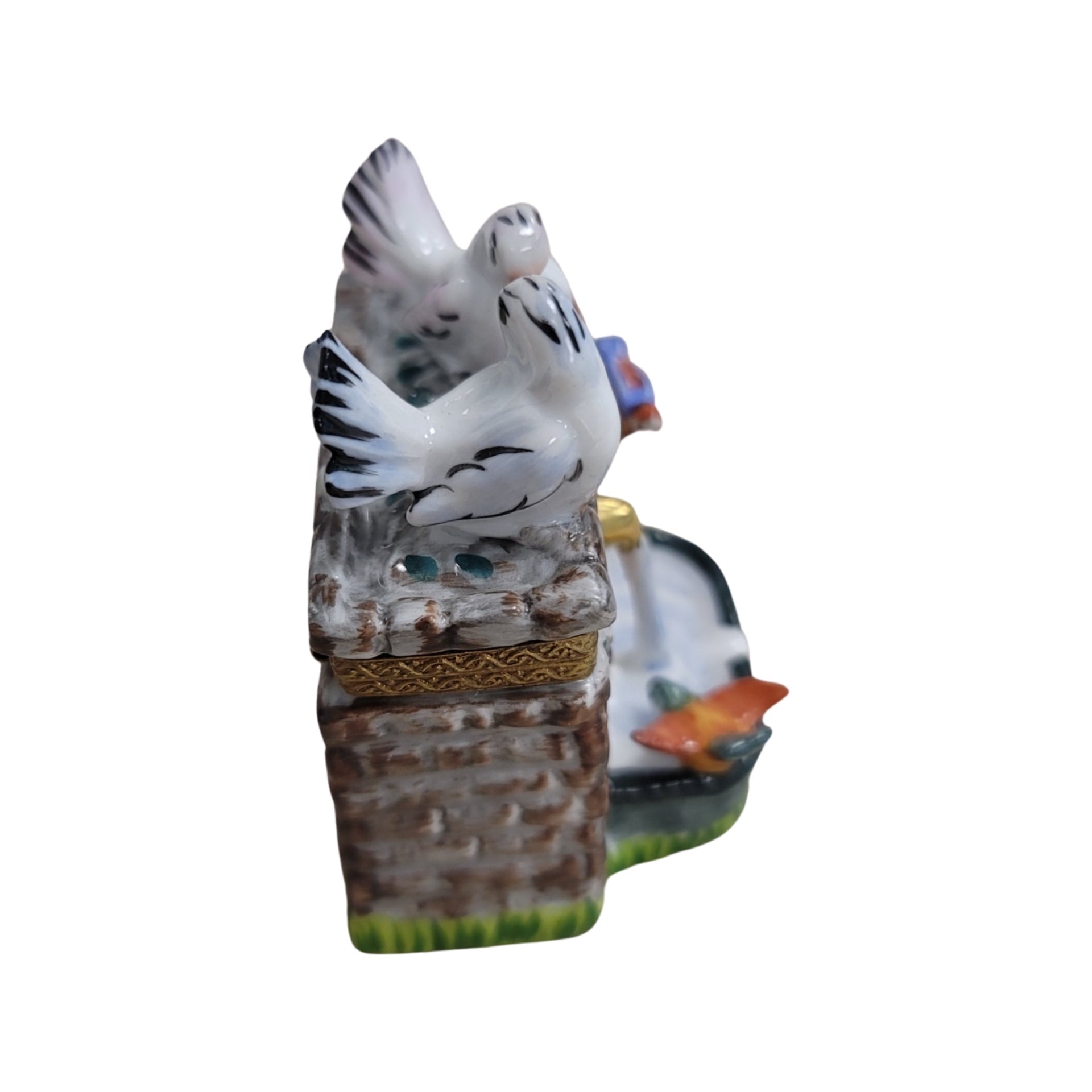 Birds on Elegant Fountain Porcelain Limoges Limoges Box birds garden French Trinket Box