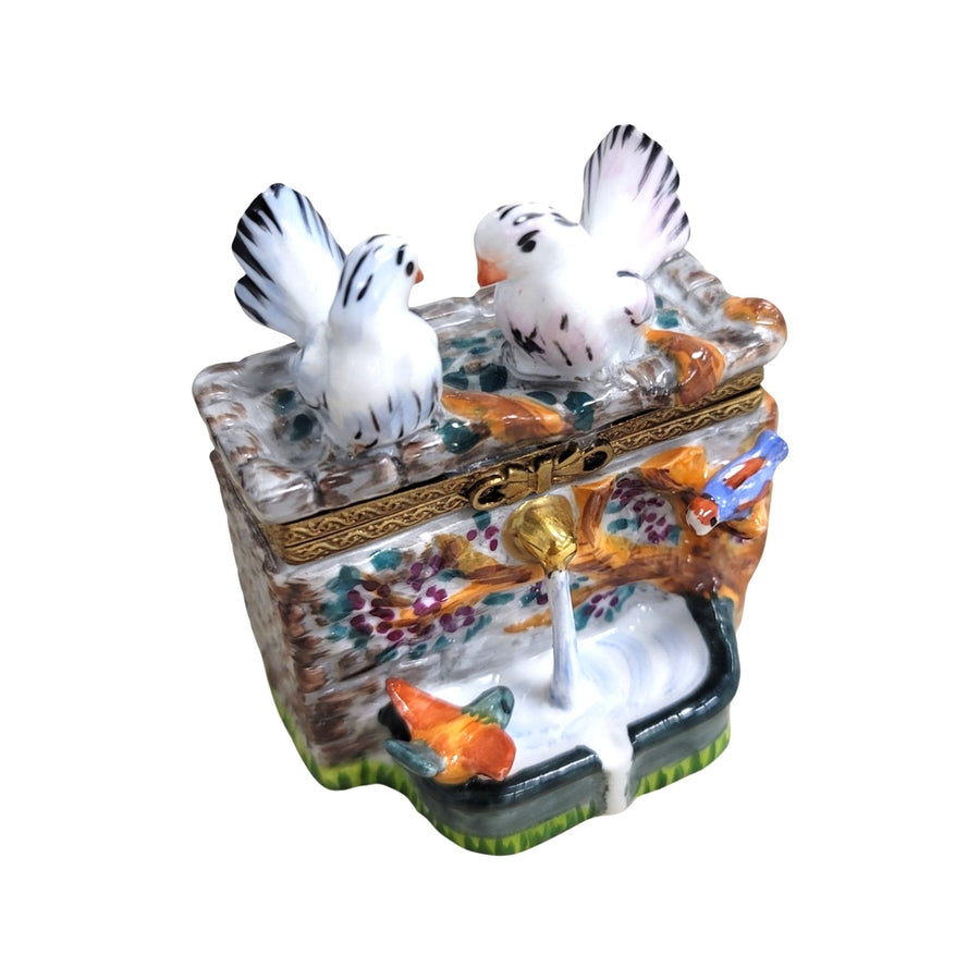 Birds on Elegant Fountain Porcelain Limoges Limoges Box birds garden French Trinket Box