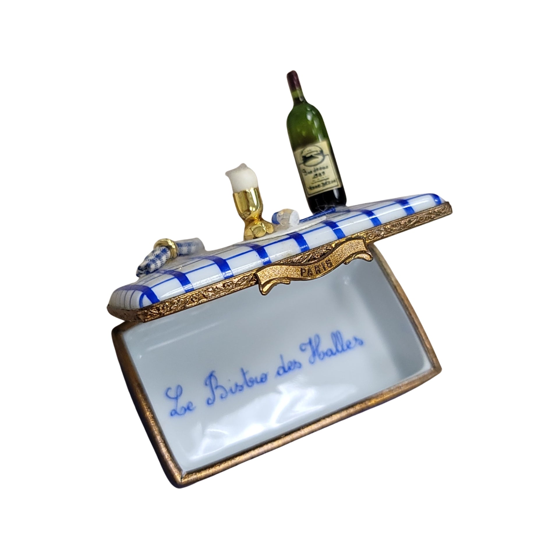 Elegant Bistro Table Figurine Porcelain Limoges furniture French Trinket Box