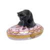 Black Angora Porcelain Limoges Cat French Trinket Box