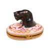 Black Angora Porcelain Limoges Cat French Trinket Box