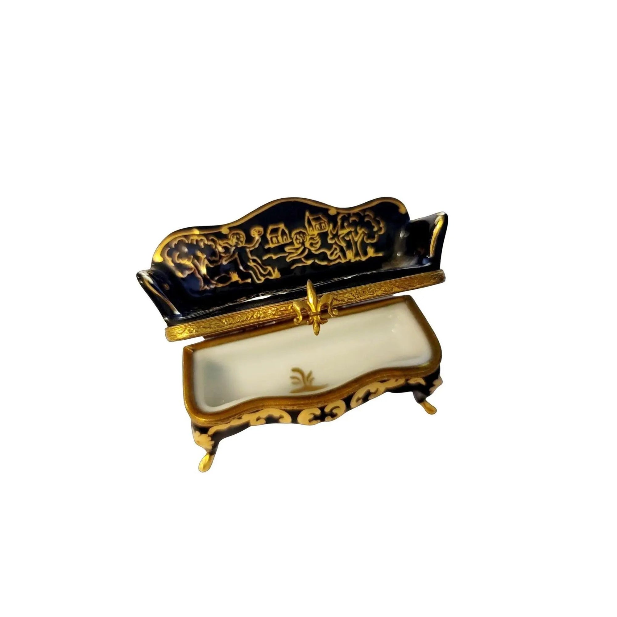Black Antique Couch Limoges Box Porcelain Limoges furniture French Trinket Box
