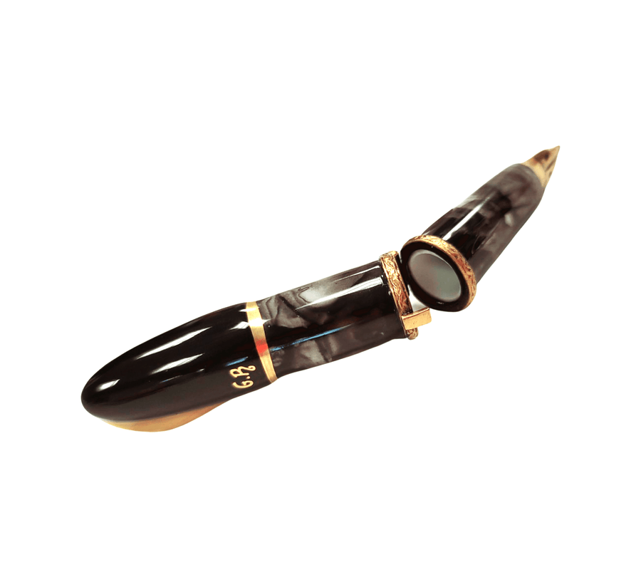 Black Fountain Pen Limoges Box Porcelain Limoges French Trinket Box
