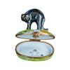 Black Halloween Cat Porcelain Limoges Cat Halloween French Trinket Box