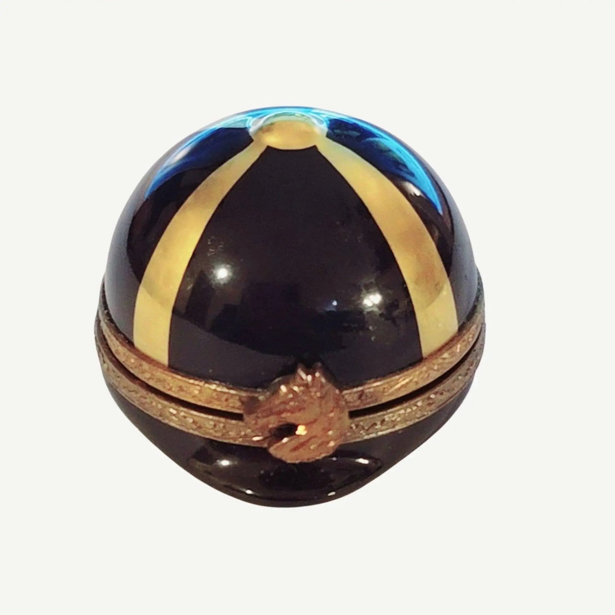 Black Jockey Derby Hat Box Porcelain Limoges Limoges Boxes travel sports French Trinket Box