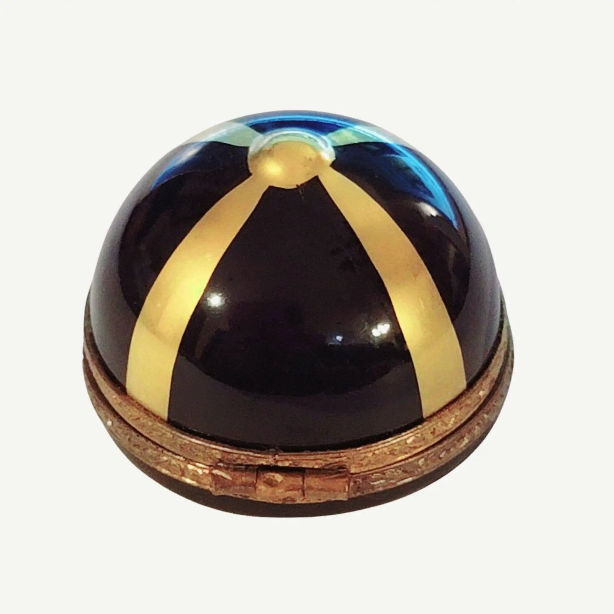Black Jockey Derby Hat Box Porcelain Limoges Limoges Boxes travel sports French Trinket Box