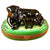 Black Labrador & Puppy limoges box Porcelain Limoges French Trinket Box