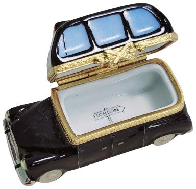 Black Taxi Limoges Box Porcelain Limoges vehicle French Trinket Box