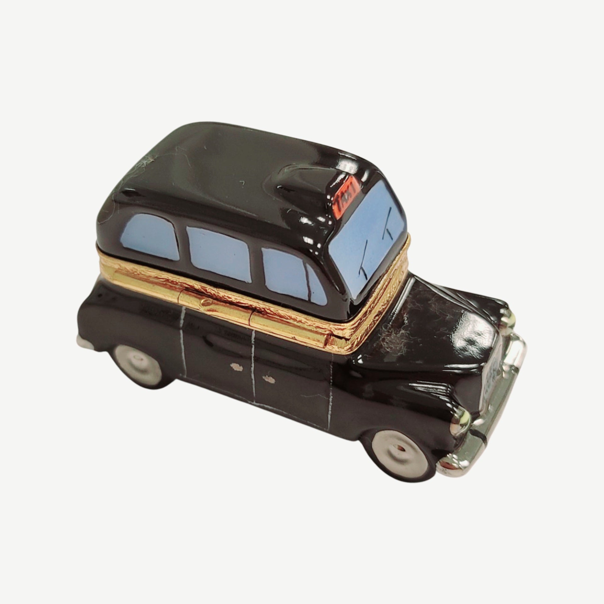 Black Taxi Limoges Box Porcelain Limoges vehicle French Trinket Box