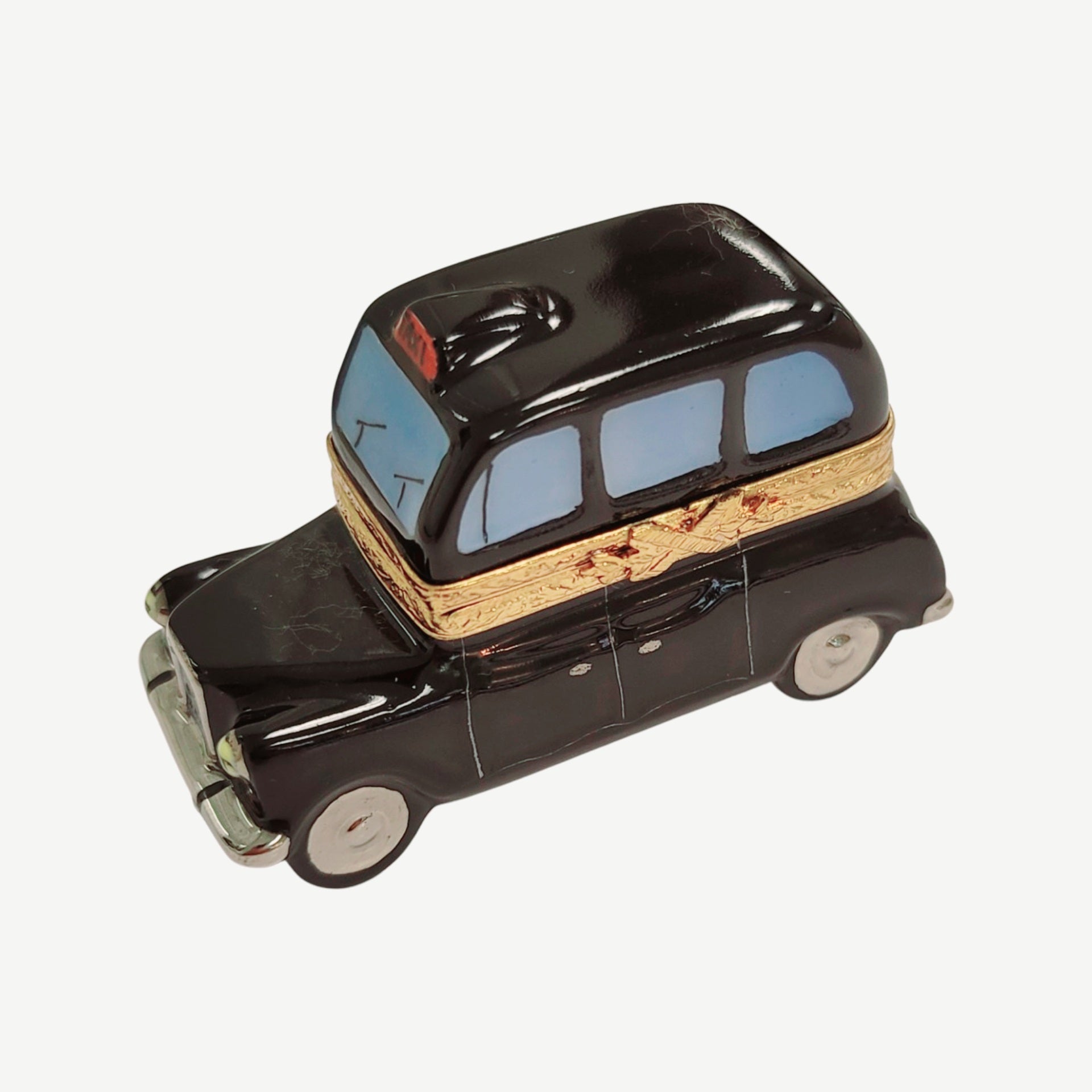 Black Taxi Limoges Box Porcelain Limoges vehicle French Trinket Box