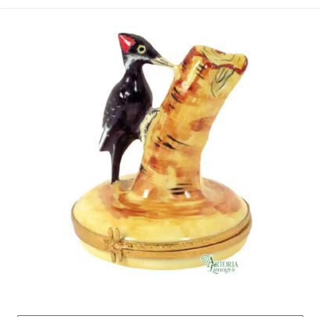 Black Woodpecker Porcelain Limoges Wild Birds French Trinket Box