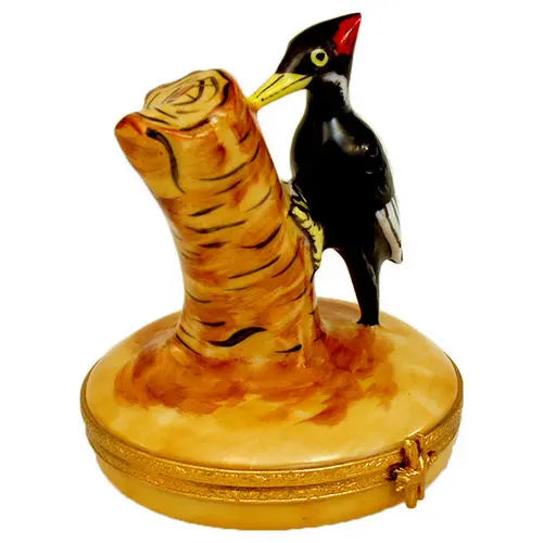 Black Woodpecker Porcelain Limoges Wild Birds French Trinket Box