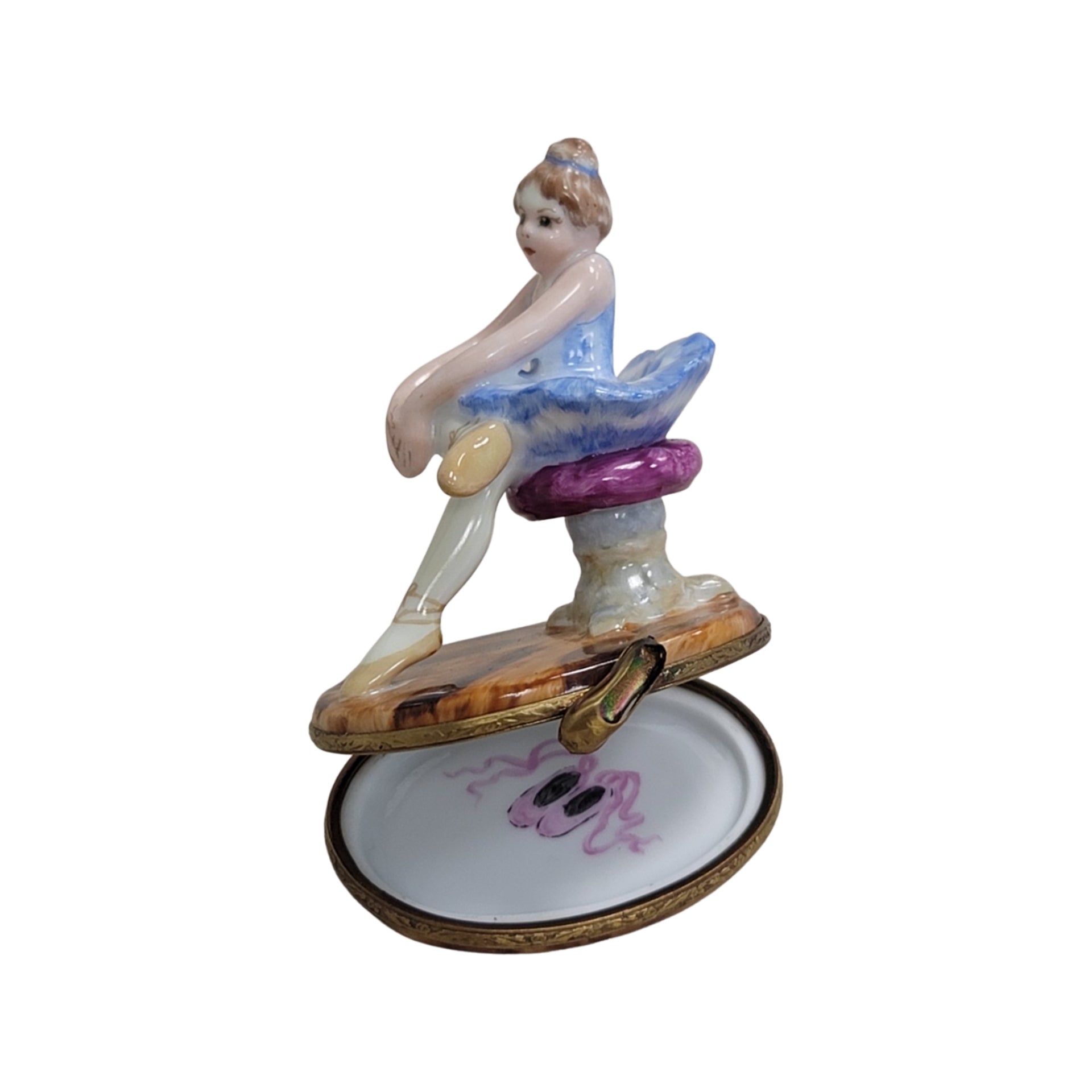 Blond Blue Ballerina Limoges Box Porcelain Limoges art dance French Trinket Box