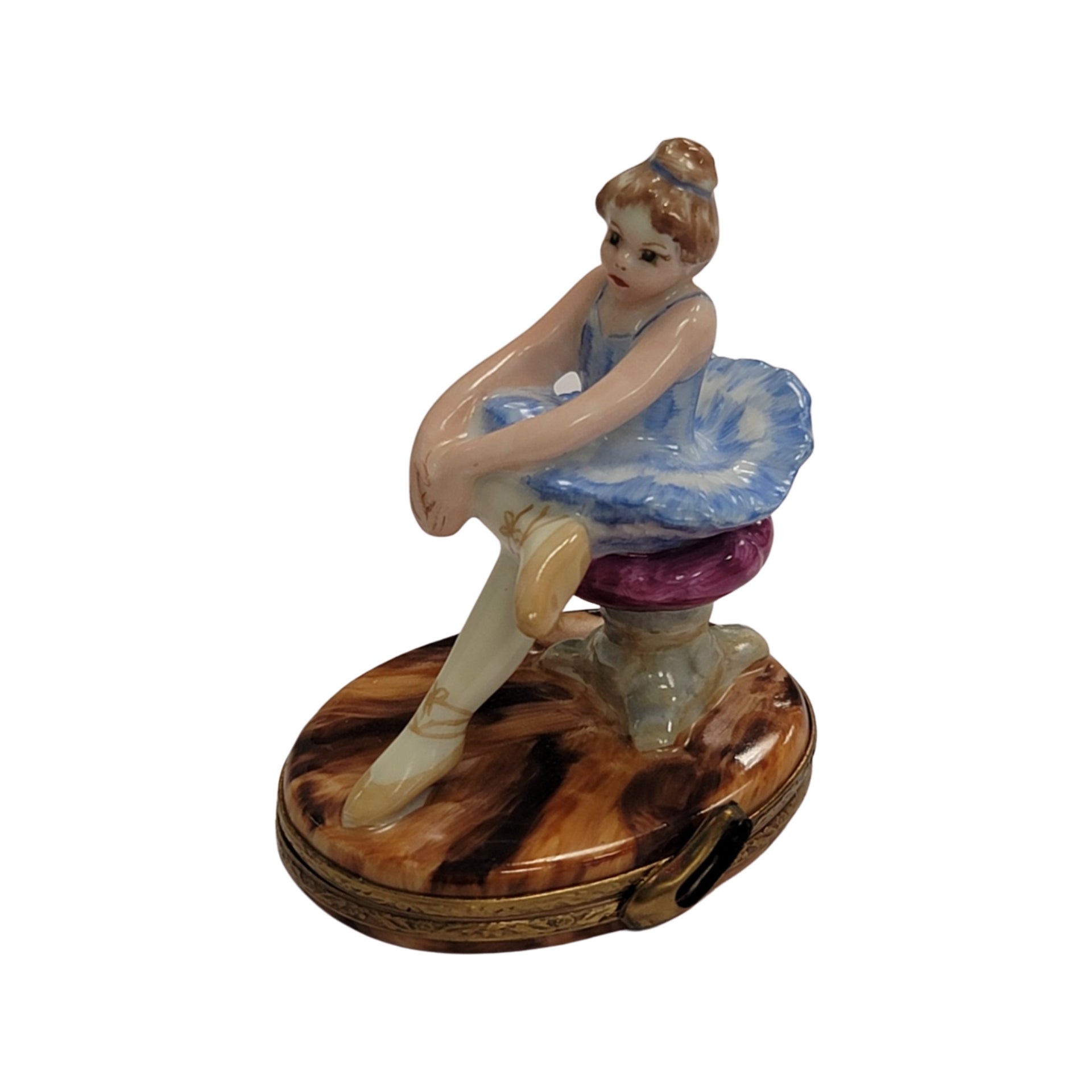 Blond Blue Ballerina Limoges Box Porcelain Limoges art dance French Trinket Box