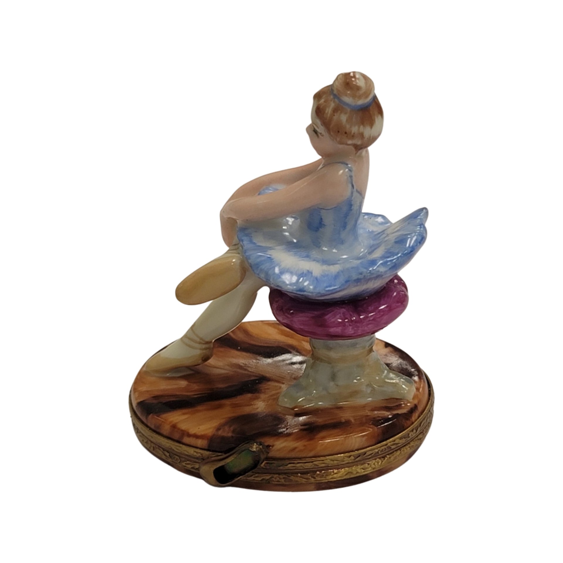Blond Blue Ballerina Limoges Box Porcelain Limoges art dance French Trinket Box