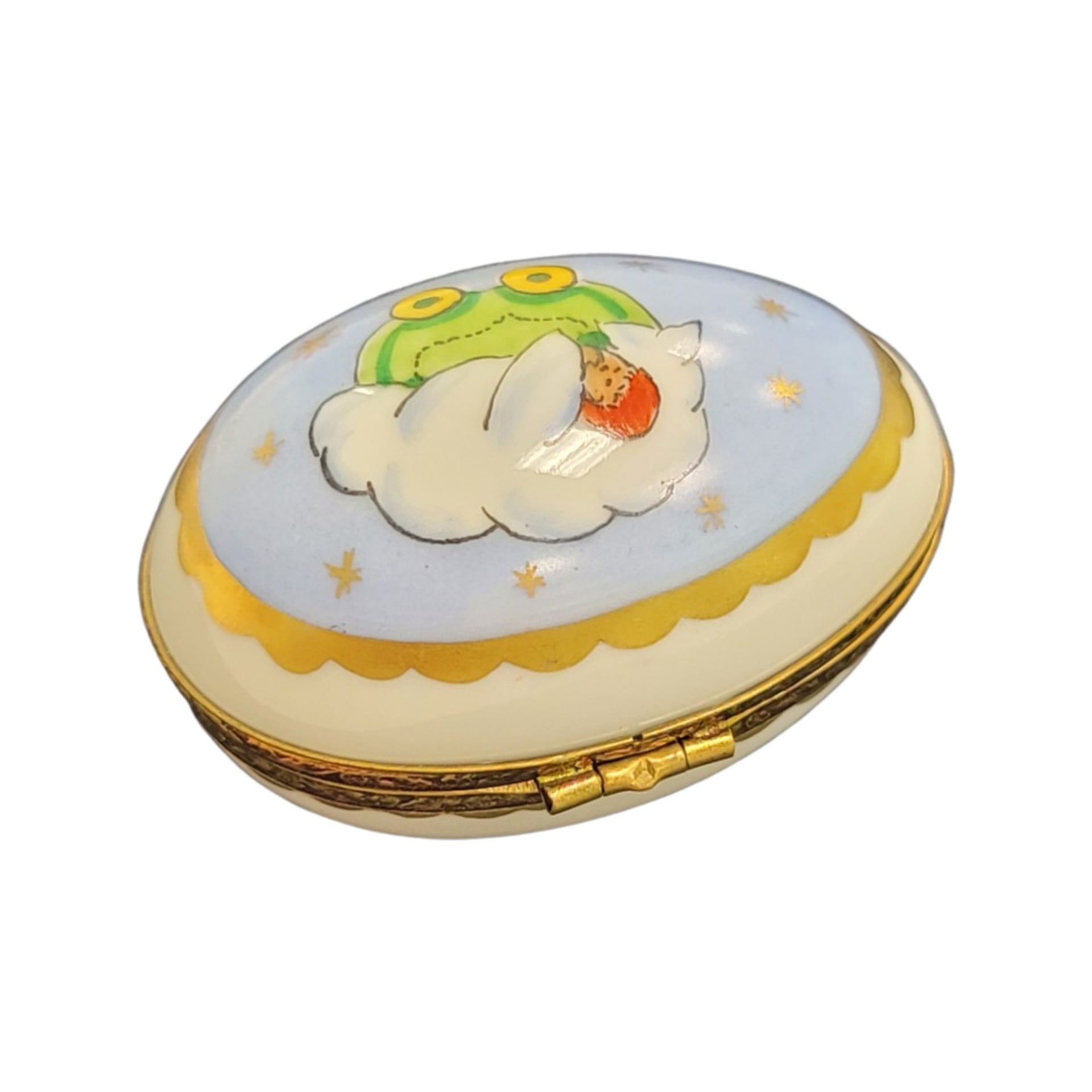 Blue Baby Egg Trinket Box Porcelain Limoges egg LIMOGES BOXES French Trinket Box