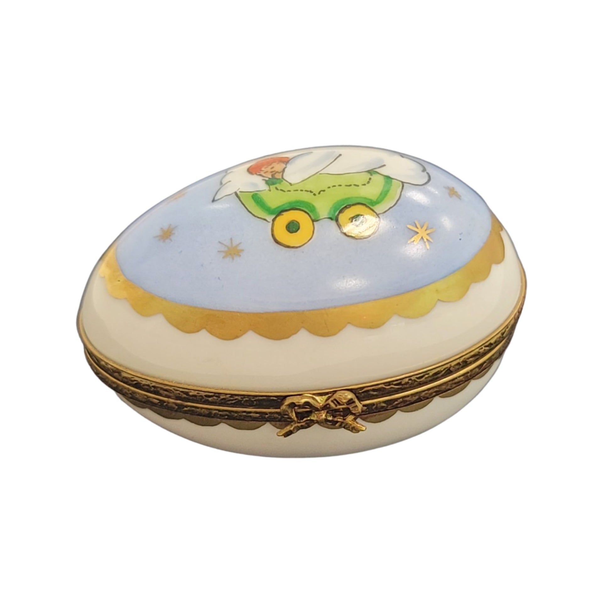 Blue Baby Egg Trinket Box Porcelain Limoges egg LIMOGES BOXES French Trinket Box