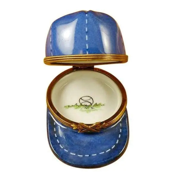 Blue Baseball Hat Limoges box, hand-painted porcelain made in France