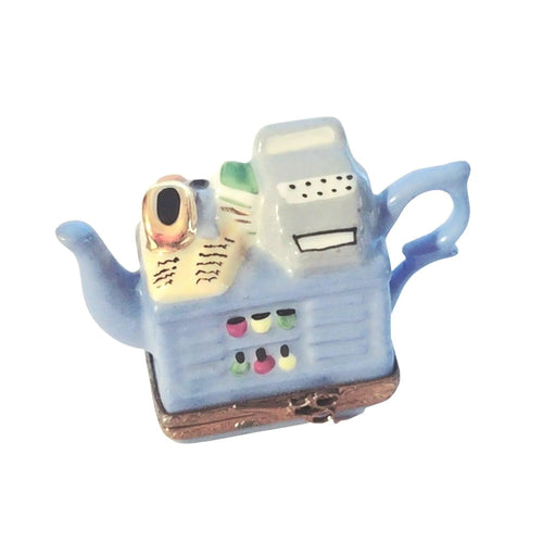 Blue Beauty Teapot Treasure Porcelain Limoges China Professional French Trinket Box