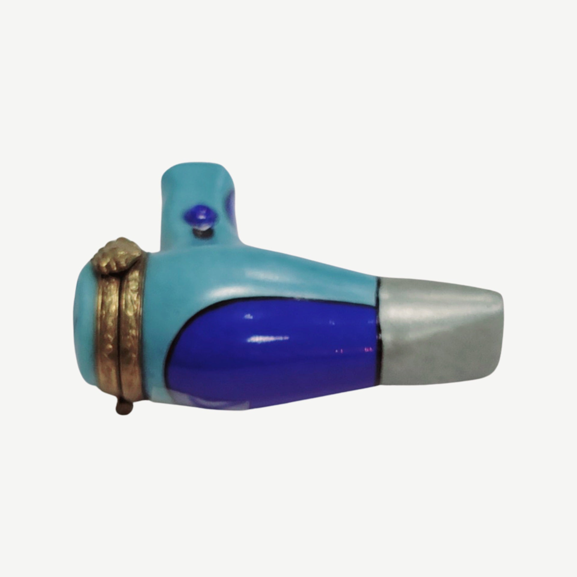 Blue Blow Hair Dryer Figurine Porcelain Limoges fashion home French Trinket Box