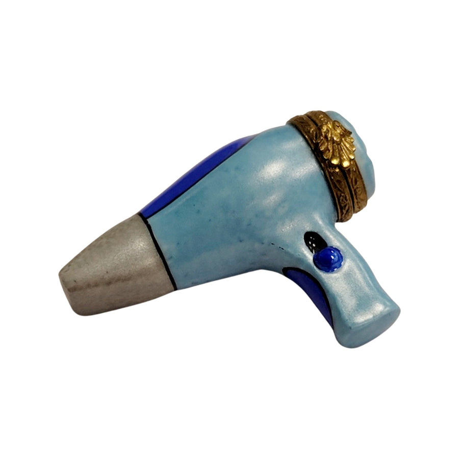 Blue Blow Hair Dryer Figurine Porcelain Limoges fashion home French Trinket Box