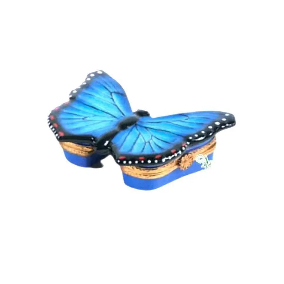 Blue Butterfly Porcelain Limoges Butterfly Butterflies French Trinket Box