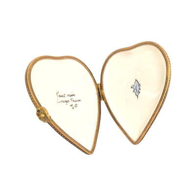 Blue Deco Heart Trinket Box Porcelain Limoges hearts LIMOGES BOXES heart love French Trinket Box