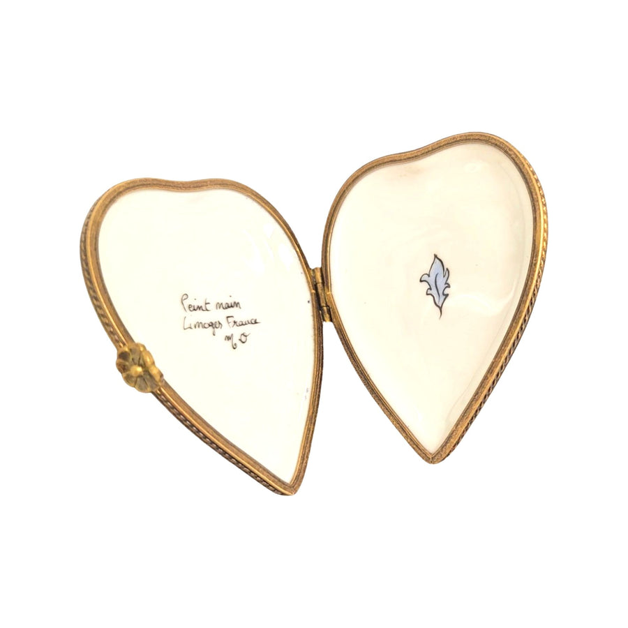 Blue Deco Heart Trinket Box Porcelain Limoges hearts LIMOGES BOXES heart love French Trinket Box