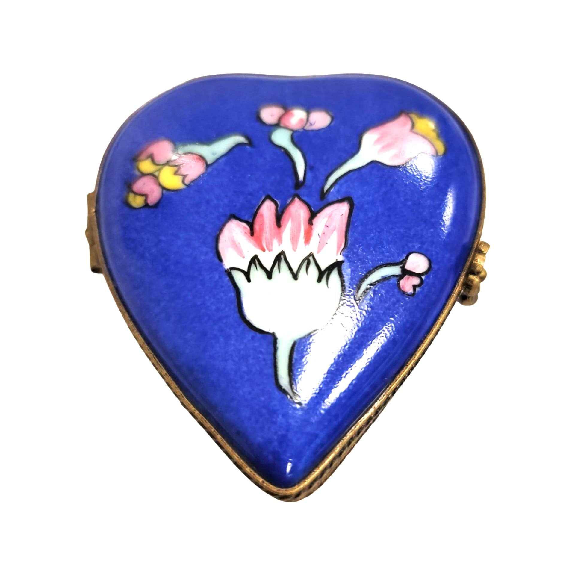 Blue Deco Heart Trinket Box Porcelain Limoges hearts LIMOGES BOXES heart love French Trinket Box