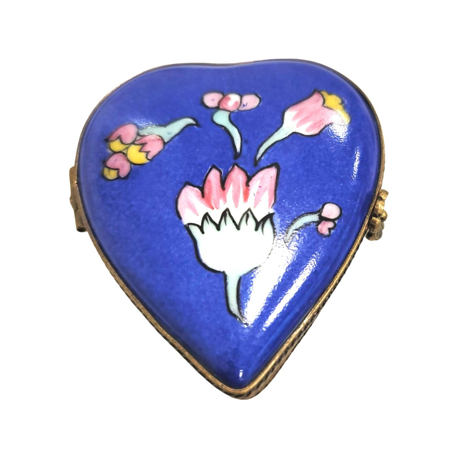 Blue Deco Heart Trinket Box Porcelain Limoges hearts LIMOGES BOXES heart love French Trinket Box