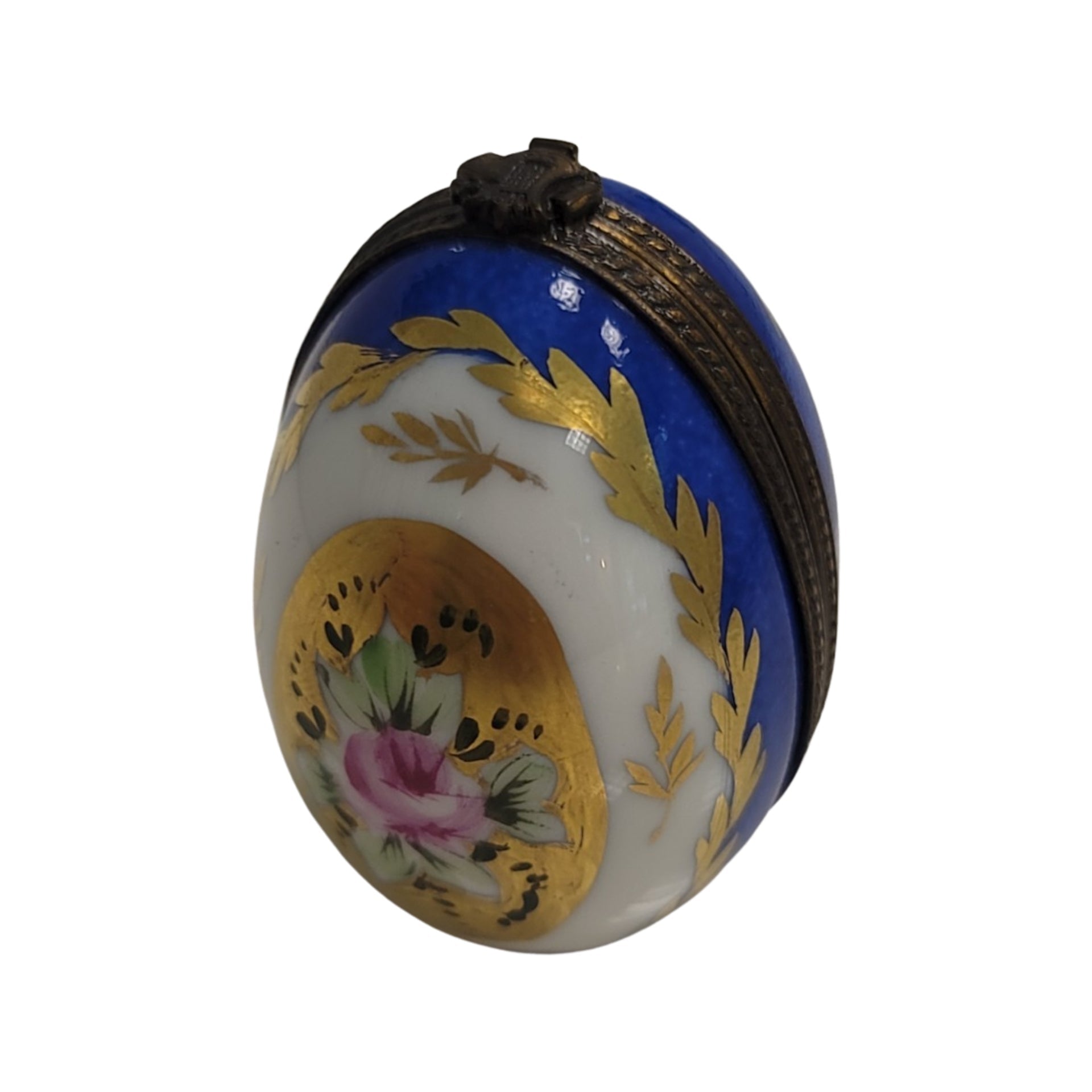 Blue Egg Perfume Treasure Porcelain Limoges perfume egg French Trinket Box
