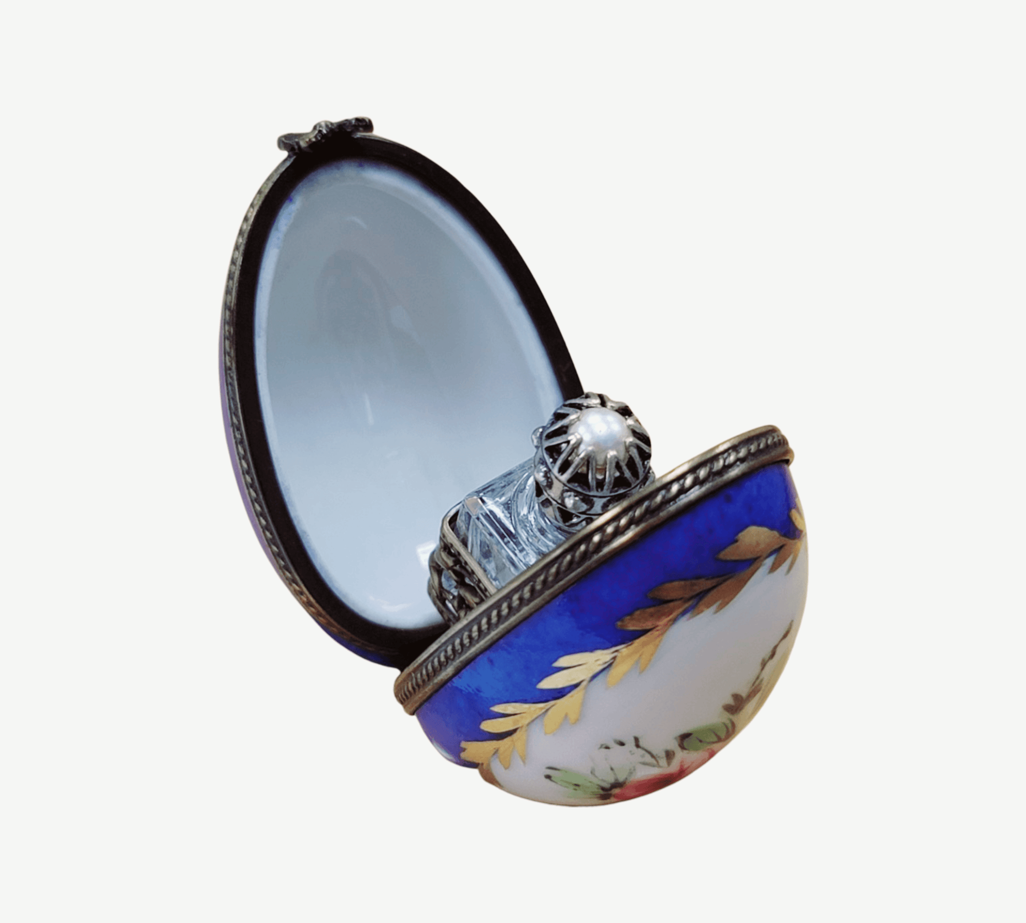 Blue Egg Porcelain Perfume Box Porcelain Limoges perfume egg French Trinket Box