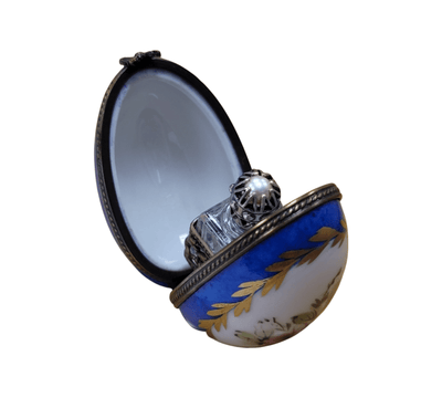 Blue Egg Porcelain Perfume Box Porcelain Limoges perfume egg French Trinket Box