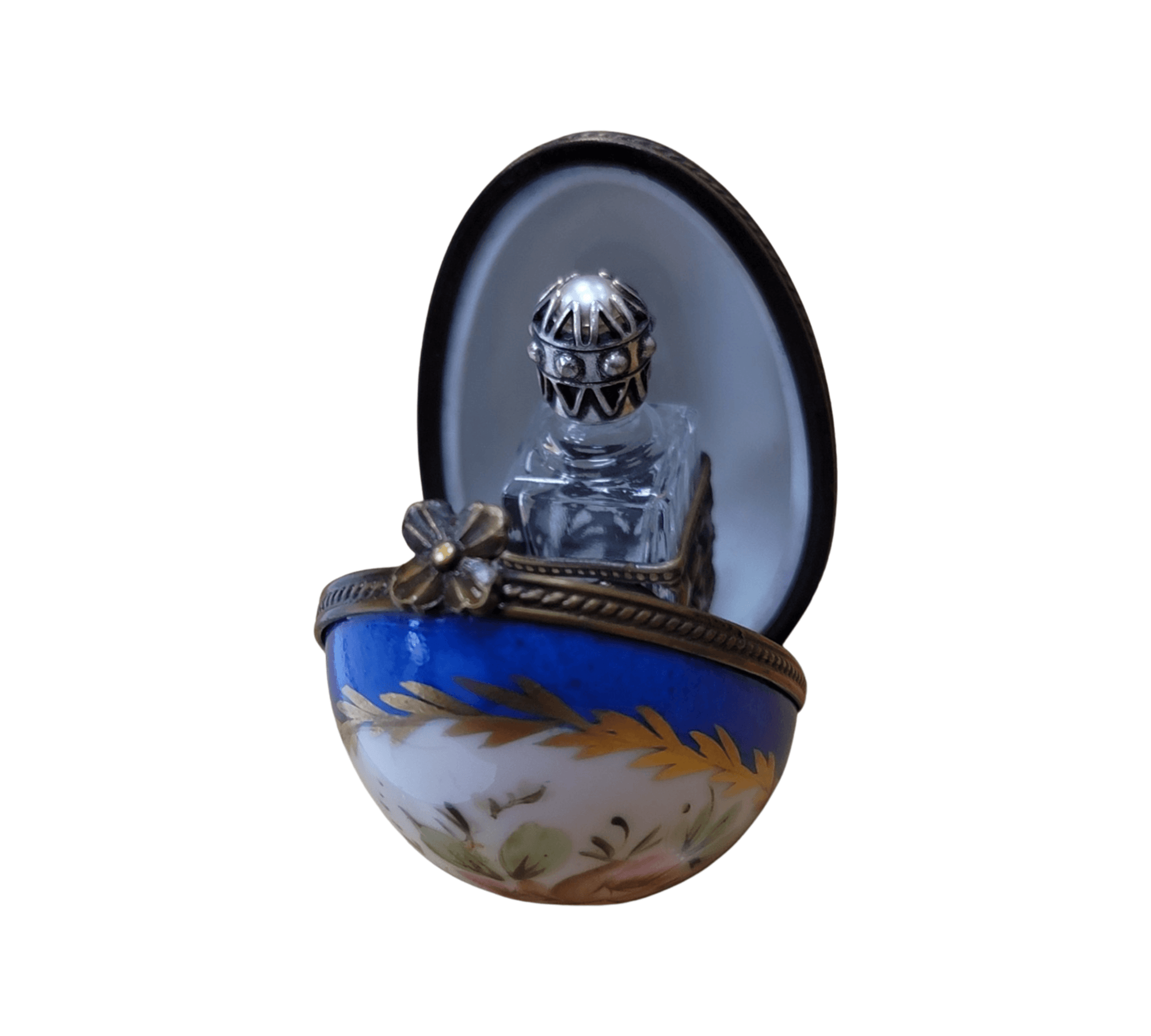 Blue Egg Porcelain Perfume Box Porcelain Limoges perfume egg French Trinket Box