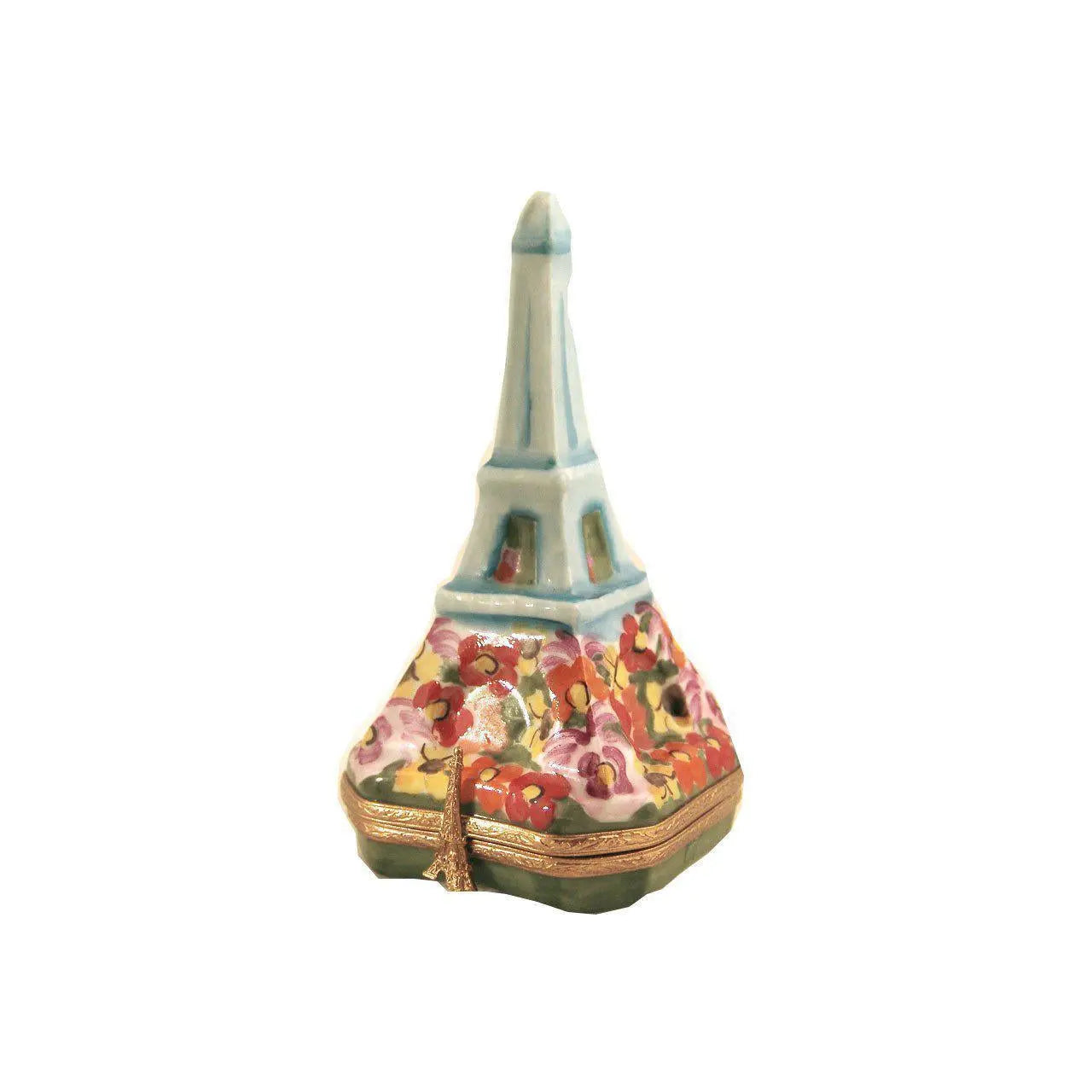 Blue Eiffel Tower w Flowers Porcelain Limoges Eiffel Paris France French Trinket Box