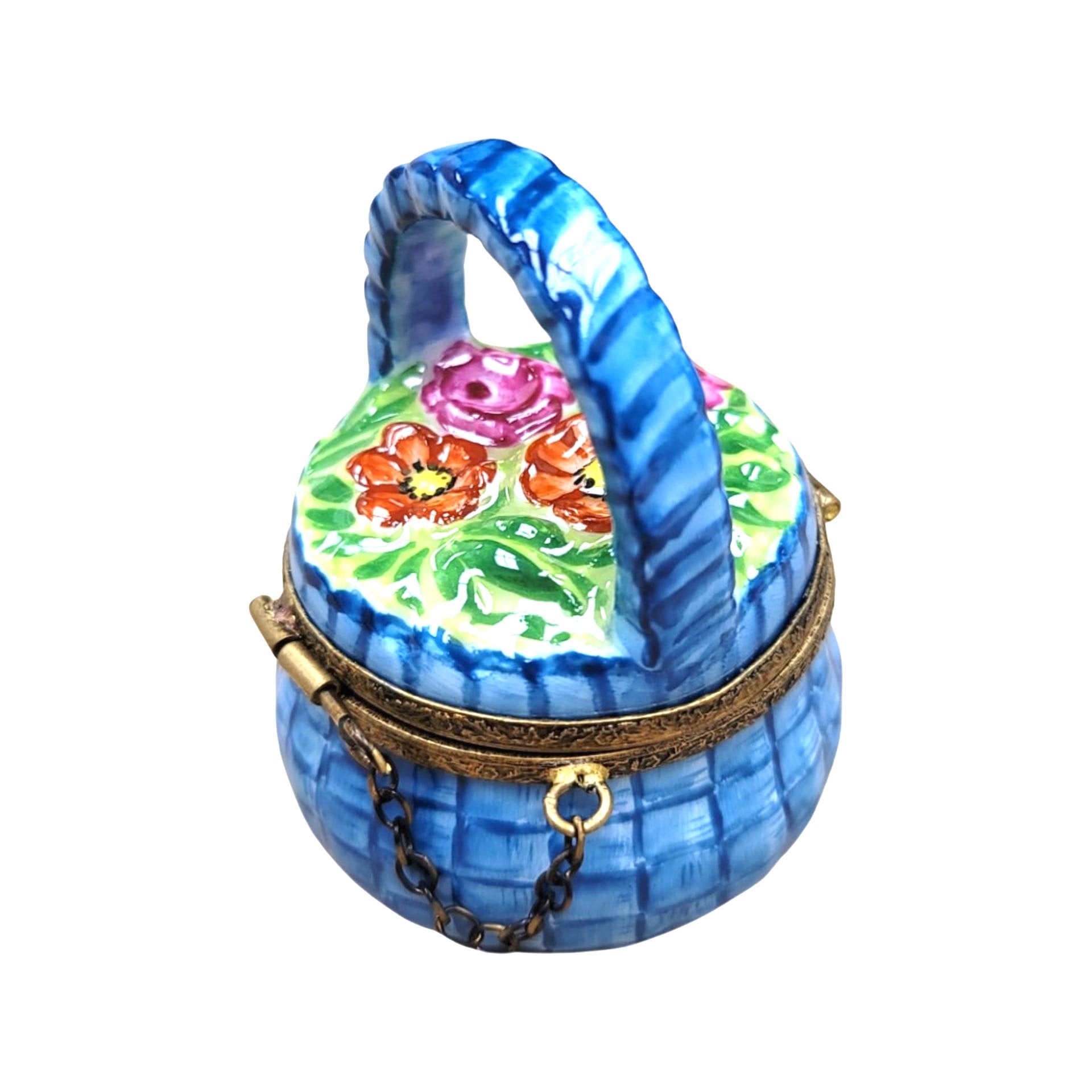 Blue Floral Elegance Box Porcelain Limoges Garden flowers limoges boxes French Trinket Box