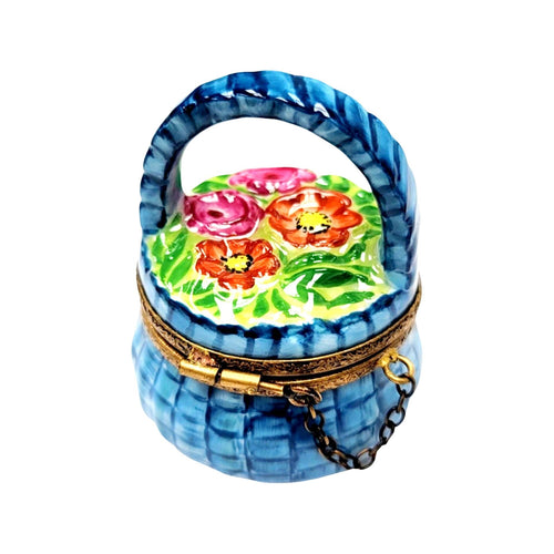 Blue Floral Elegance Box Porcelain Limoges Garden flowers limoges boxes French Trinket Box
