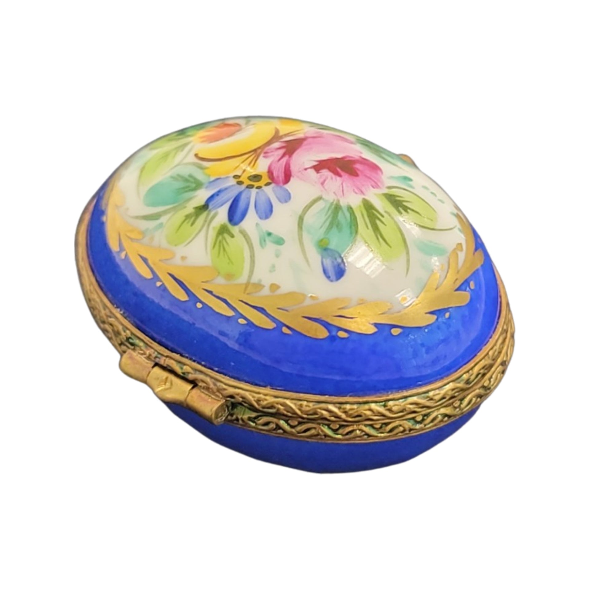 Blue Floral Elegance Egg Porcelain Limoges egg LIMOGES BOXES French Trinket Box