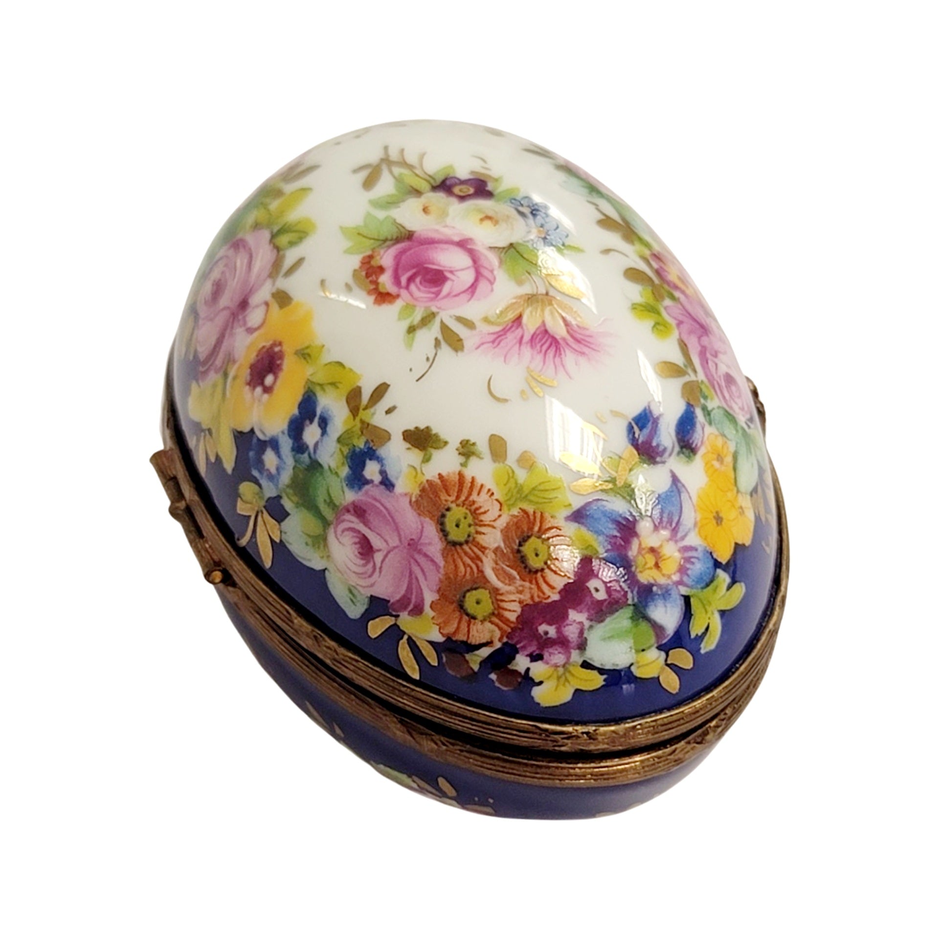 Blue Floral Elegance Egg Porcelain Limoges egg LIMOGES BOXES French Trinket Box