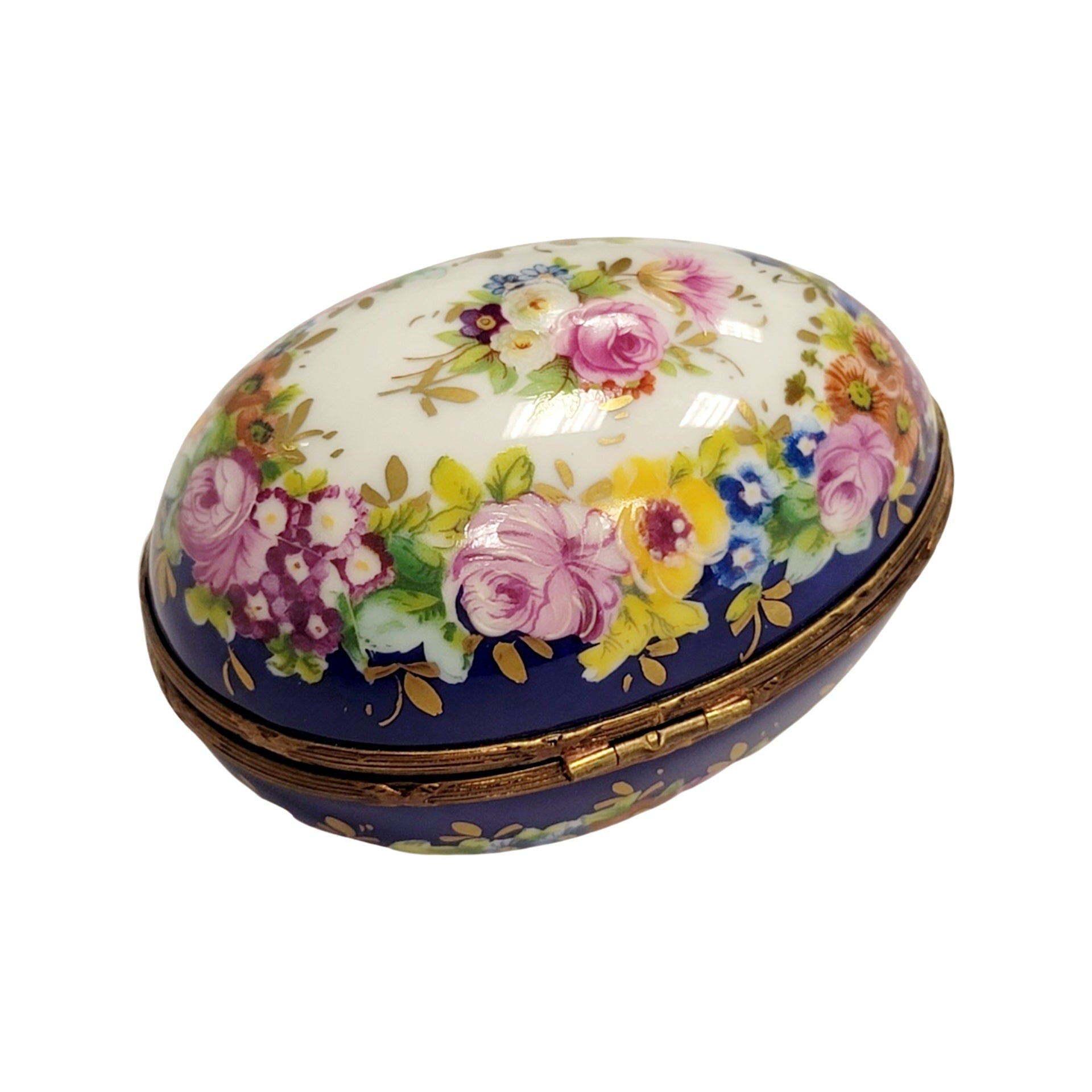 Blue Floral Elegance Egg Porcelain Limoges egg LIMOGES BOXES French Trinket Box